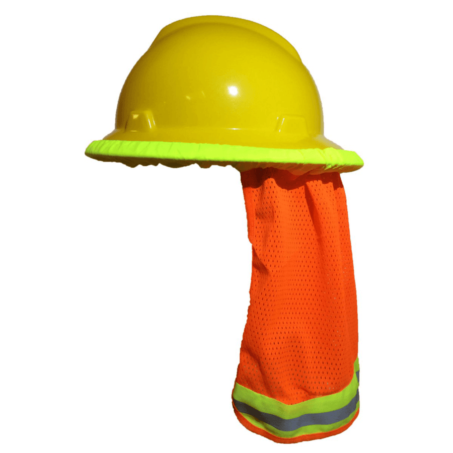 Safety Hard Hat Neck Shield Helmet Sun Shade HI VIS Reflective Stripe Orange - MRSLM