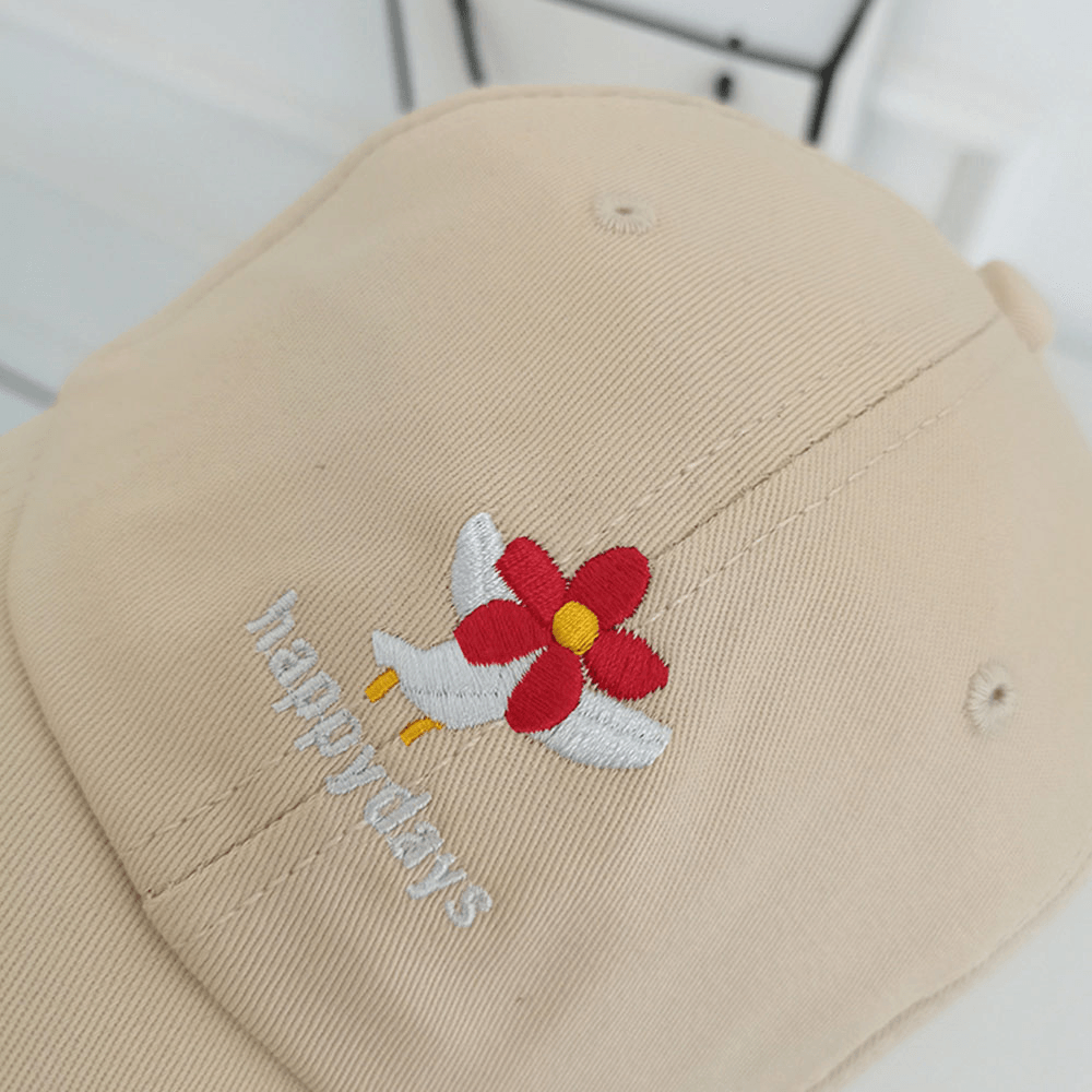 Unisex Cotton Solid Color Flower Letter Pattern Embroidery Wild Retro Sunshade Baseball Cap - MRSLM