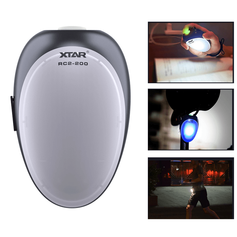 XTAR RC2-200 3-Modes RGB LED Hands-Free Rechargeable EDC Light Outdoor Running Safety Lamp Camping Torch - MRSLM