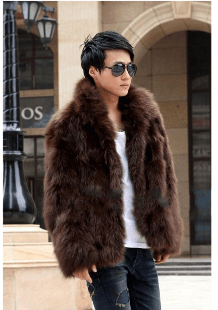 Men'S Faux Fur Jacket Autumn and Winter Korean Style Thatch Windbreaker Fur Jacket - MRSLM
