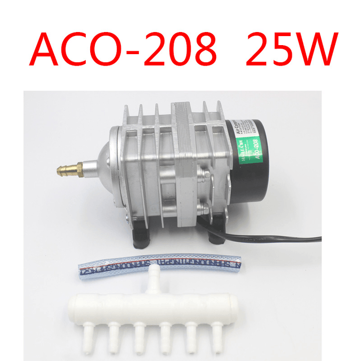 25W/35W/45W Electromagnetic Air Compressor Fish Tank Oxygen Air Pump Hydroponics 6 Way Air Aerator Pump - MRSLM