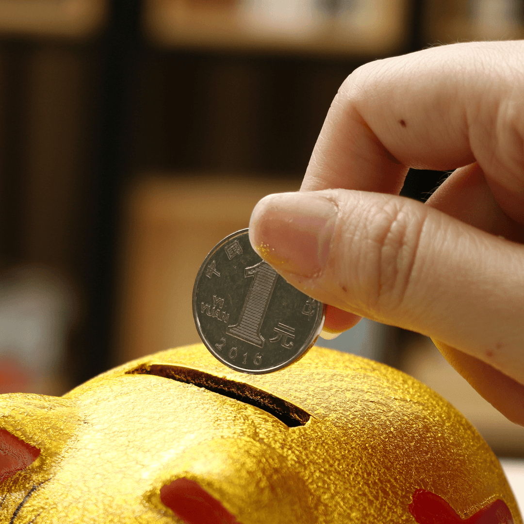 5'' Gold Ceramic Piggy Bank Mini Cute Pig Children Coin Collection Gift Decorations - MRSLM