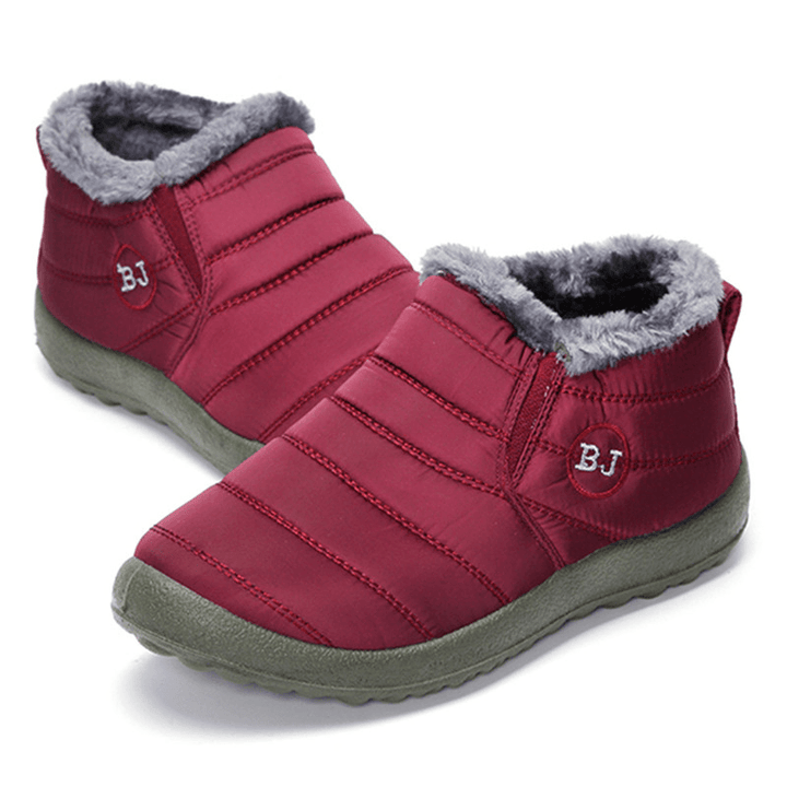 LOSTISY BJ Shoes Warm Wool Lining Flat Ankle Snow Boots for Women - MRSLM