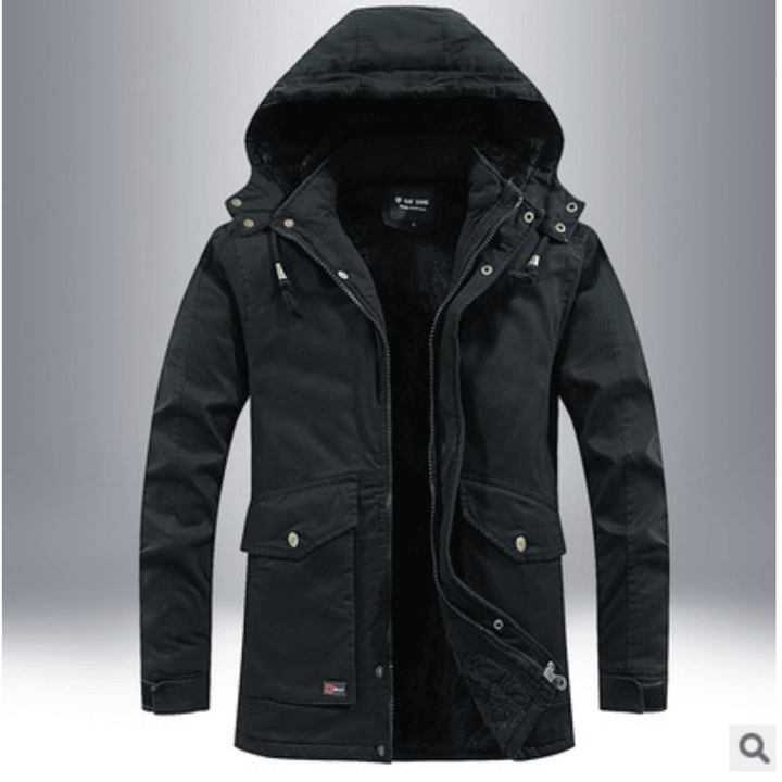 Men'S Foreign Trade Medium-Length Cotton-Padded Jacket plus Fleece Jacket - MRSLM