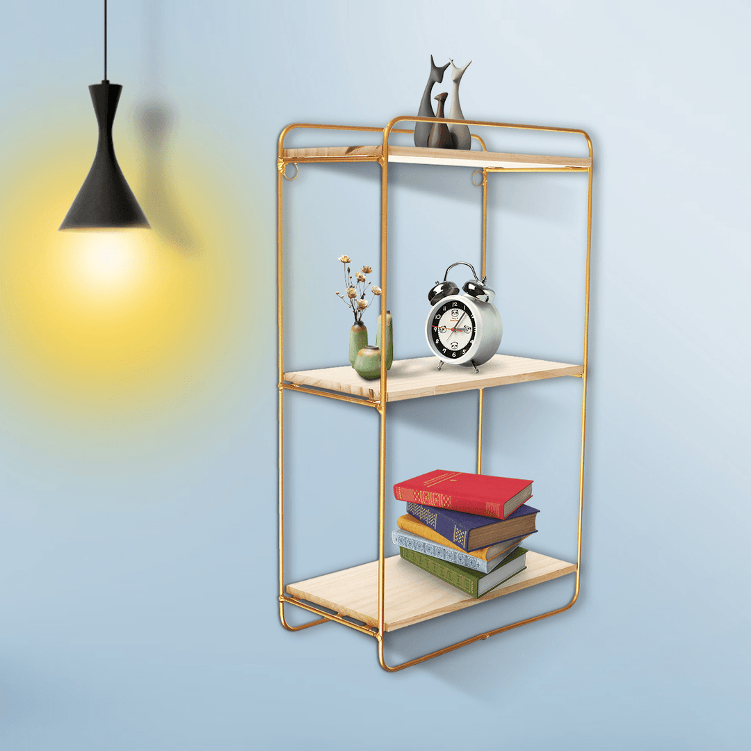 Metal Storage Shelf Simple Display Holder Wall-Mounted Rack Book Organiser Home Decorations - MRSLM