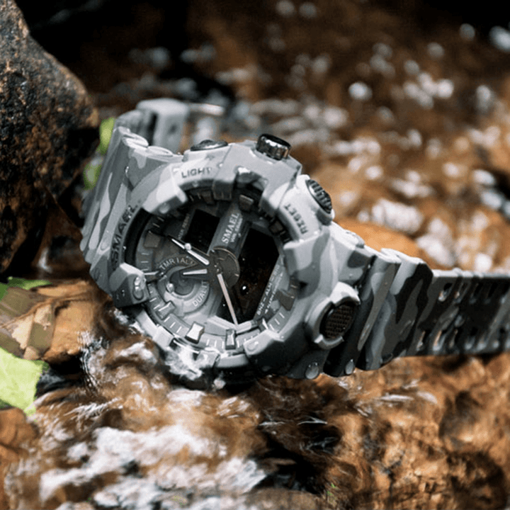 SMAEL 8001 Digital Watch Camouflage Militray Dual Display Men Sports Outdoor Wrist Watch - MRSLM
