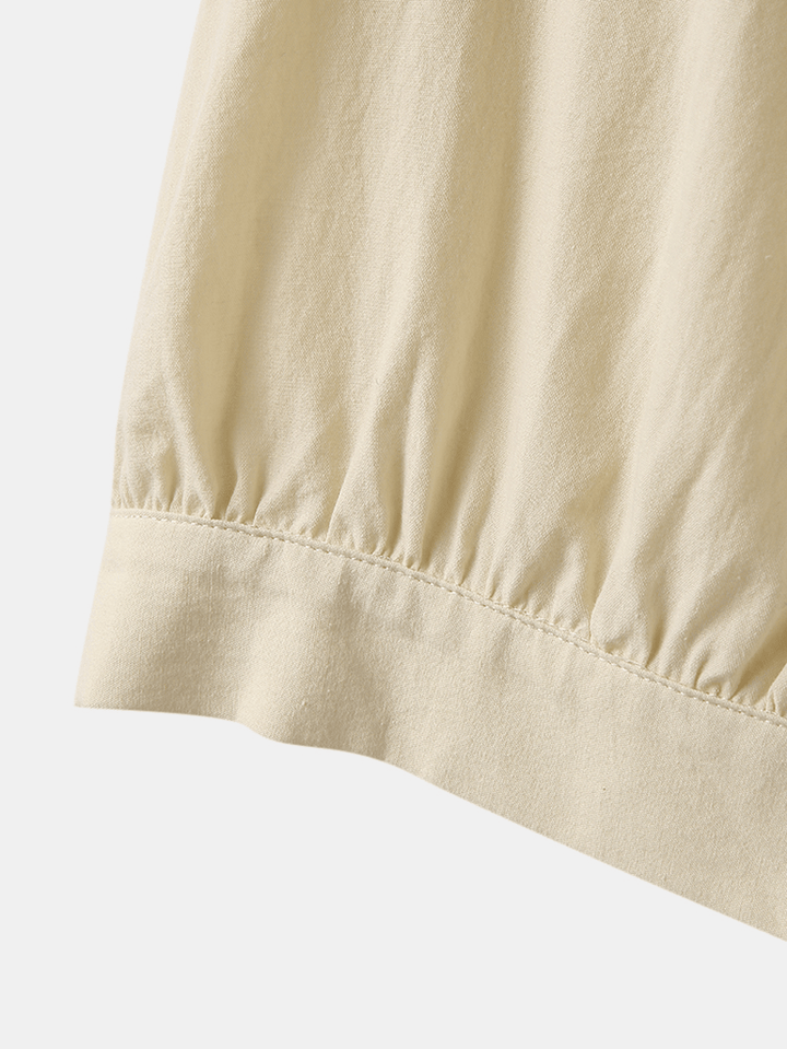Women Plain Lapel Button down Front Ruffle Short Sleeve Stylish Cropped Blouse - MRSLM