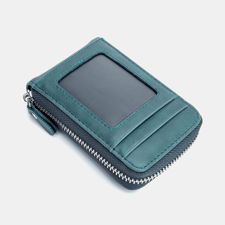 Unisex Genuine Leather RFID Blocking Organ Design Multi Card Solt Leather Card Holder Wallet - MRSLM