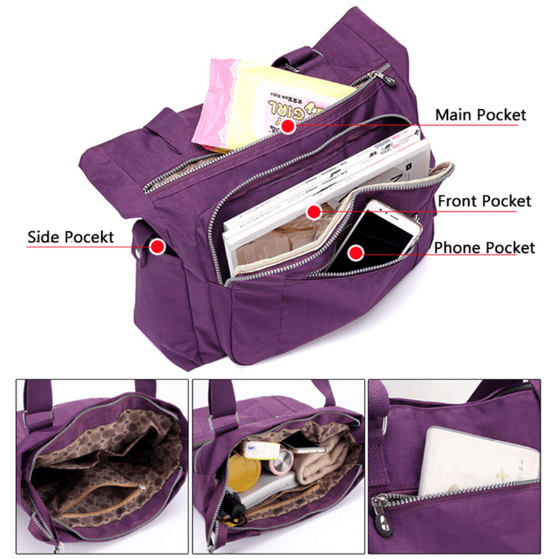 Nylon Shoulder Bag Multifunctional Messenger Diaper Bag for Women - MRSLM