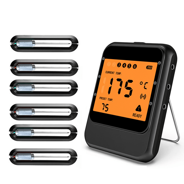 Wireless Smart Meat Thermometer 2/4/6PCS Probes BBQ Thermometer for IOS Android for Kitchen - MRSLM