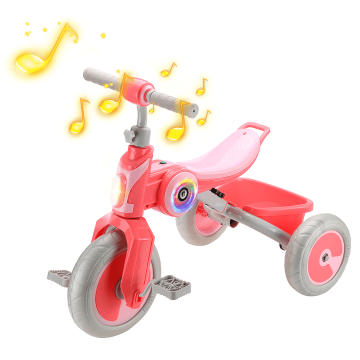 Kids Tricycle Portable Baby Stroller 3 Wheel Bicycle Children Bike with Music Speaker for 2-6 Years Old - MRSLM