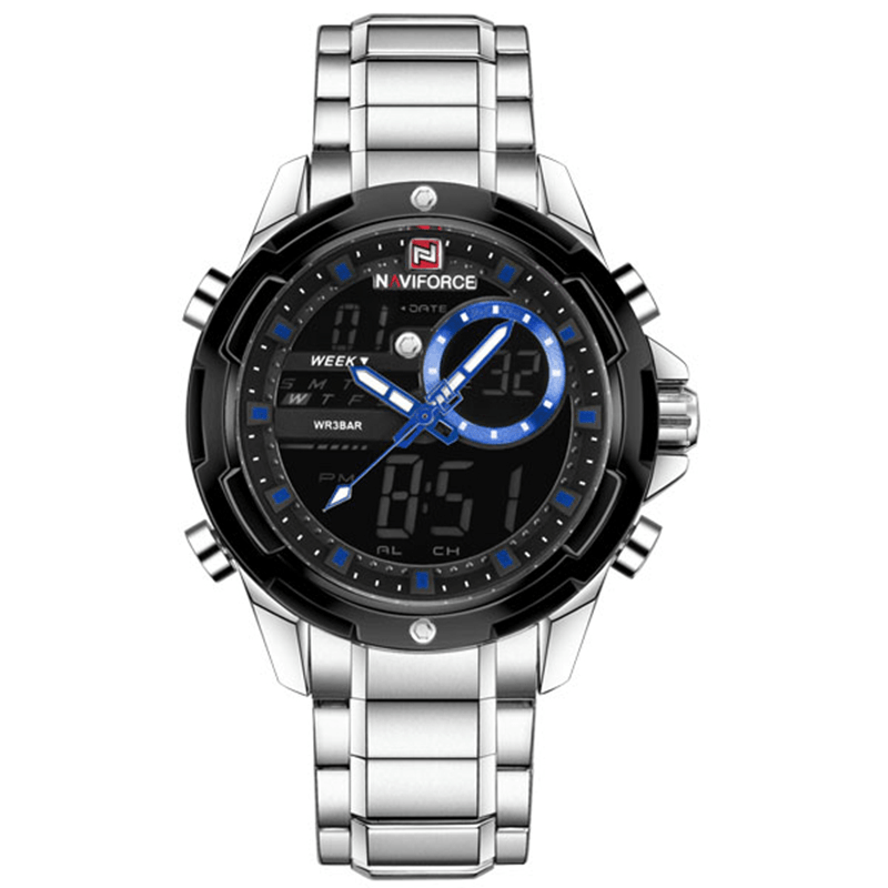 NAVIFORCE 9120 Male Dual Display Digital Watch Luminous Calendar Alarm Fashion Outdoor Watch - MRSLM