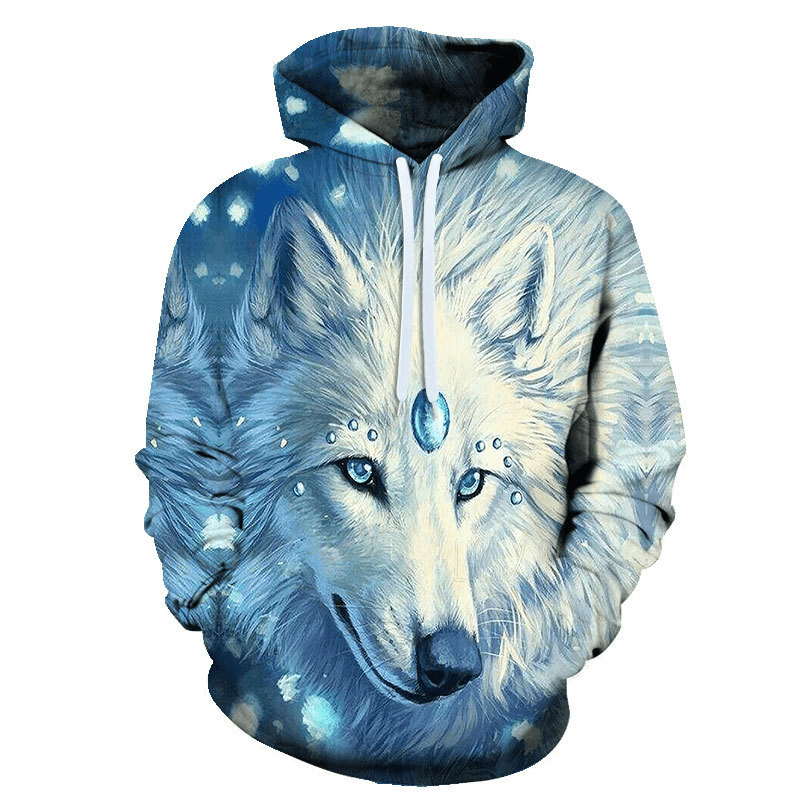 Animal Wolf 3D Digital Printing Men'S and Women'S Loose Sports Hoodie Sweater - MRSLM