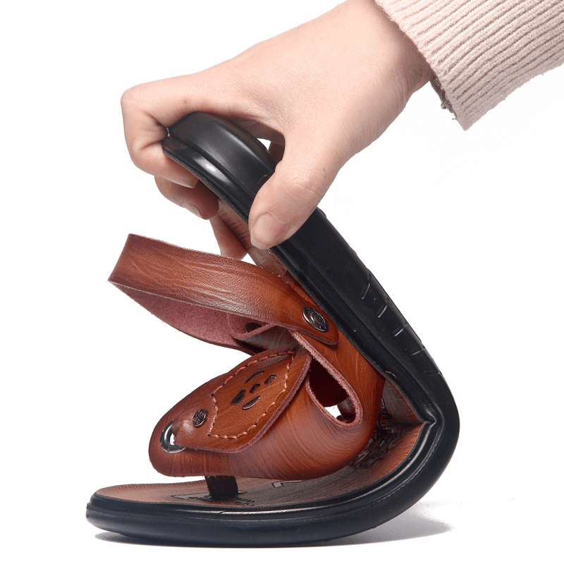 Men Microfiber Breathable Soft Sole Two-Ways Non Slip Clip Toe Casual Outdoor Sandals - MRSLM