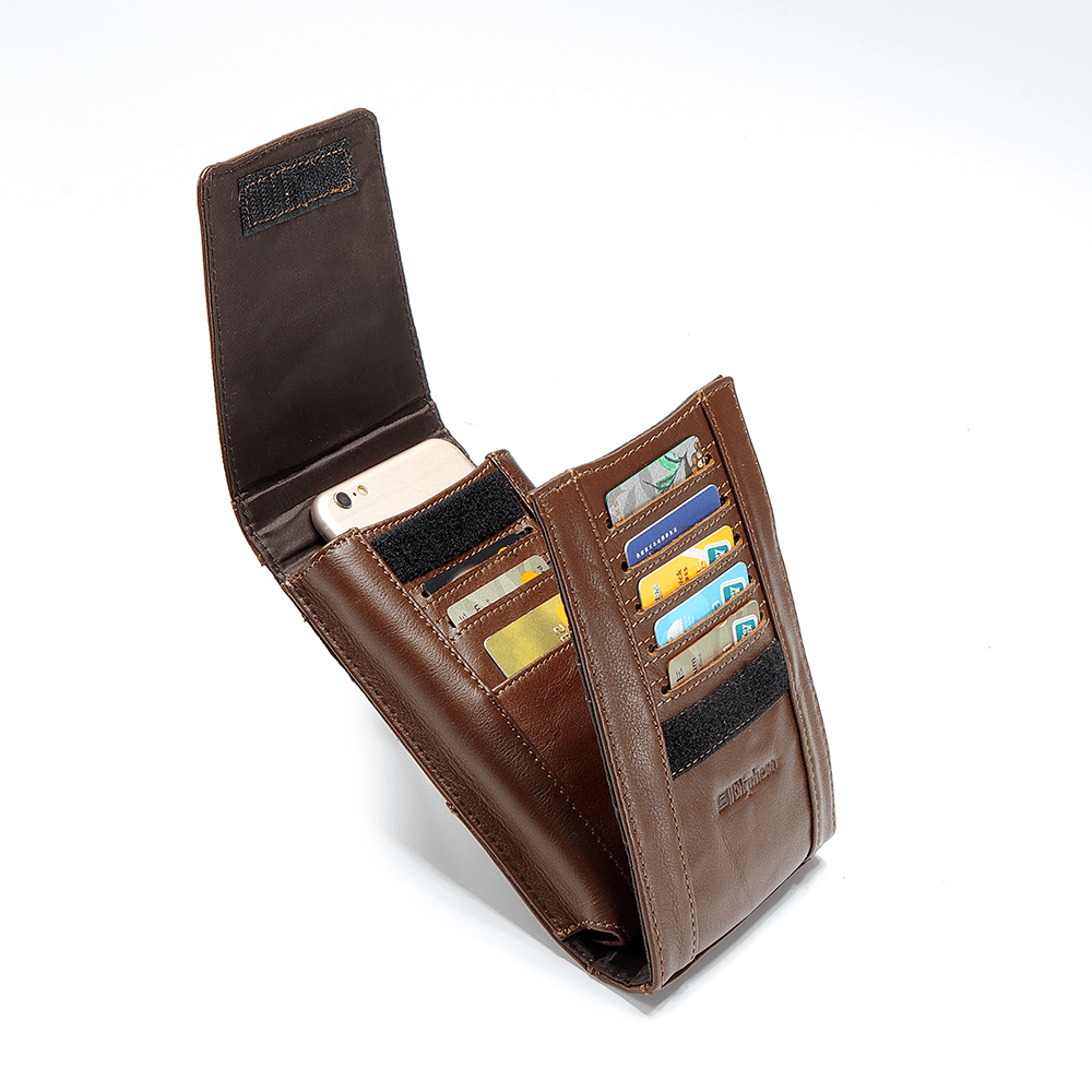 Ekphero Men Genuine Leather Vintage Card Holder Phone Bag for Iphone 8P - MRSLM
