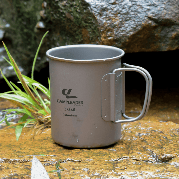 Campleader 375Ml Folding Cup Titanium Portable Drinking Water Mug Outdoor Camping Picnic BBQ Tableware - MRSLM