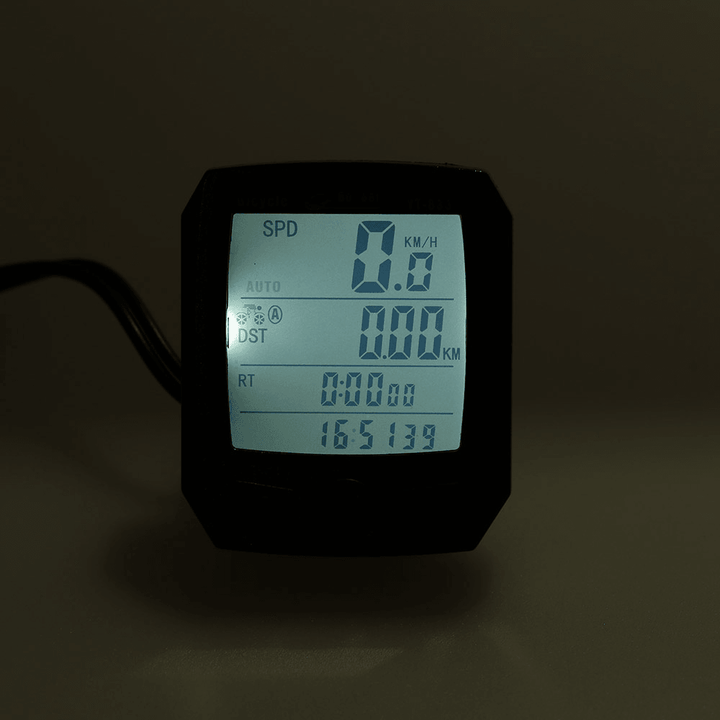 Bogeer YT-833 Large Screen Backlight Waterproof Bike Computer Speedometer Stopwatch Calendar Black - MRSLM