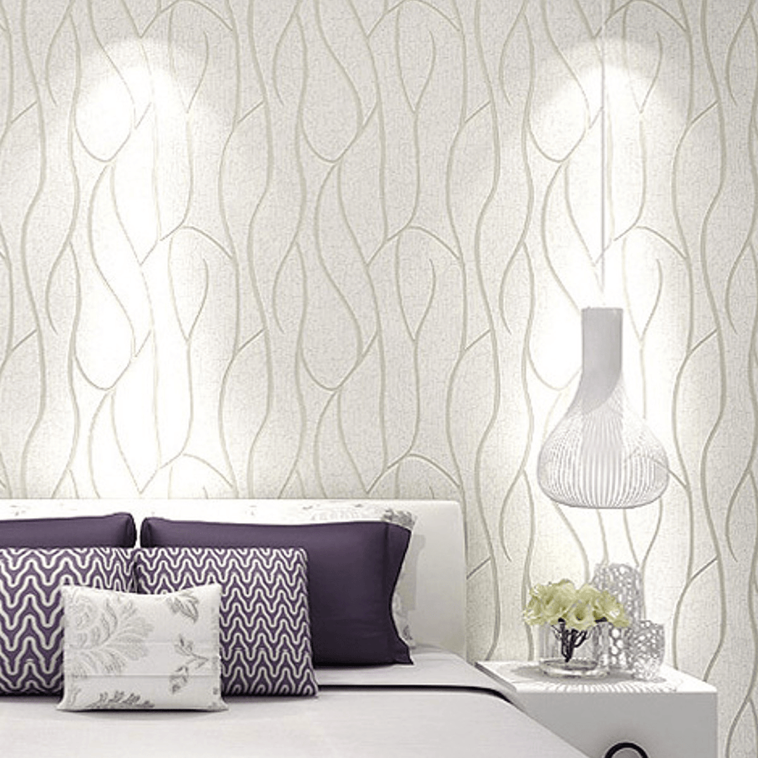 10M 3D Non-Woven Wave Stripe Embossed Paper Rolls Bedroom Living Room Wall Sticker - MRSLM
