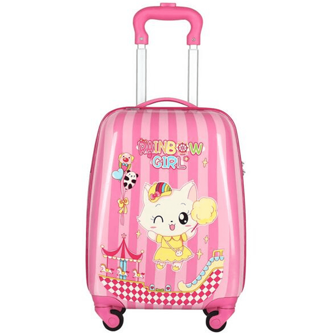 18Inch Children Luggage Cartoon Travel Suitcase Camping Aluminium Trolley Bag Rolling Luggage - MRSLM