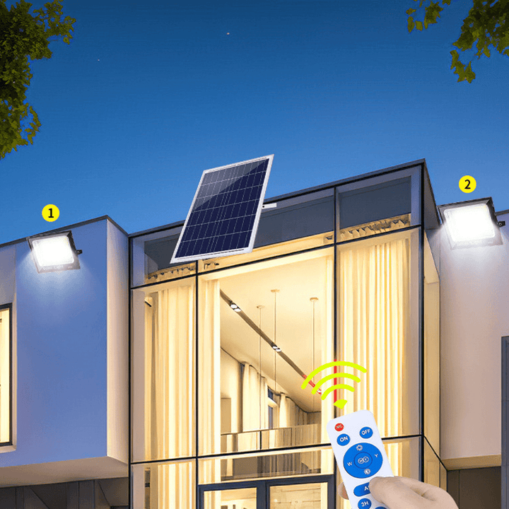 25/45W Solar Flood Light 3 Modes Adjustable Sunlight Spotlights IP67 Werproof 355/641 Leds Street Lamp with Control for Yard Garden Path Patio - MRSLM