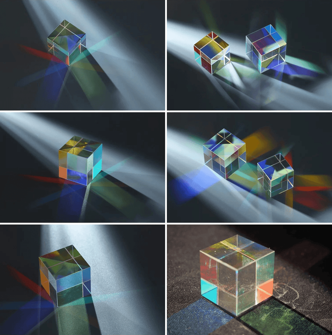 20Mm/23Mm Optical Glass Crystal Combiner Prism X Cube RGB Dispersion Splitter W/ Blue Shinning Box - MRSLM