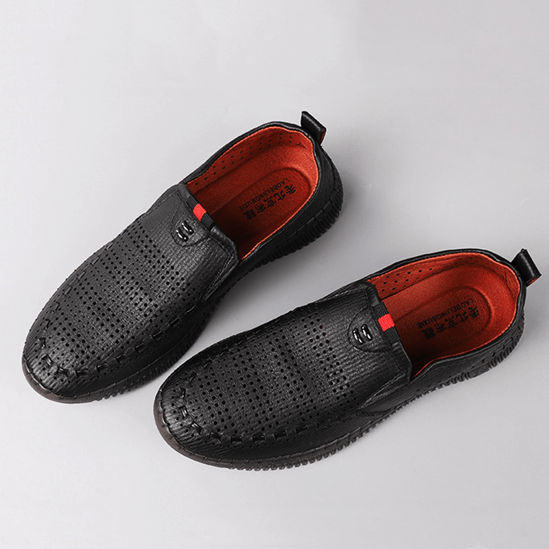 Menico Men Microfiber Breathable Hollow Out Soft Sole Comfy Casual Business Shoes - MRSLM