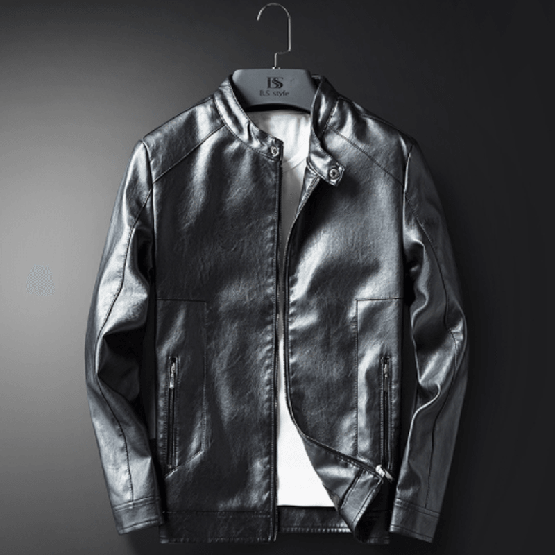 Fashion Casual Warm Slim Leather Jacket Men'S - MRSLM