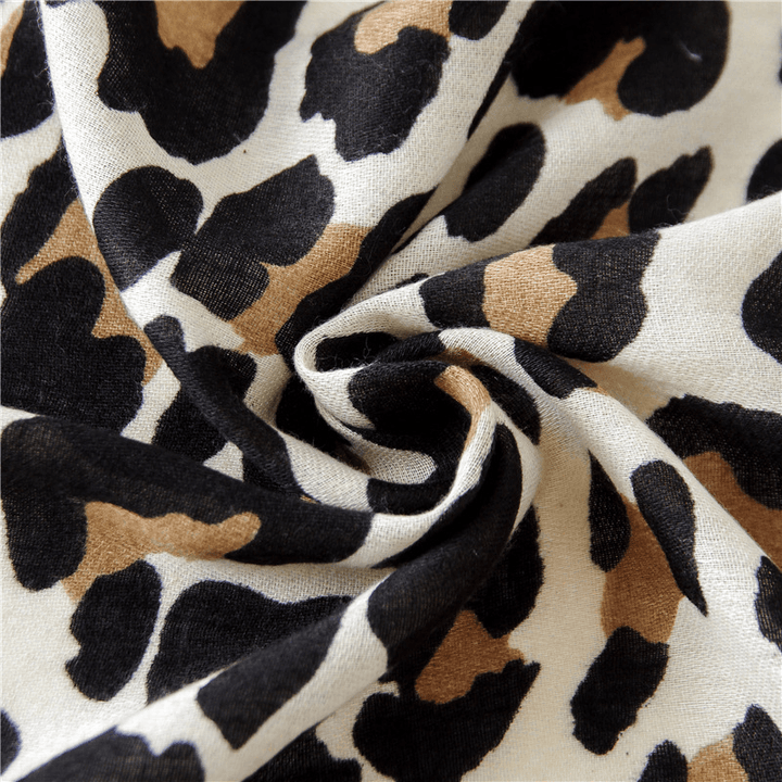 Leopard Print Cotton and Linen Silk Scarf Dual-Use Shawl - MRSLM