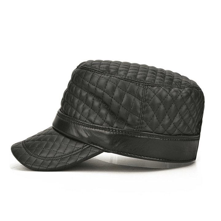 Men'S Leather Warm Baseball Cap Adjustable Outdoor Golf Windproof Snapback Hat - MRSLM