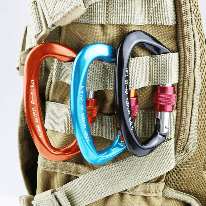 25KN Max Load Outdoor D Shape Carabiner Aviation Aluminum Safety Buckle Camping Climbing Security Swing Buckle - MRSLM