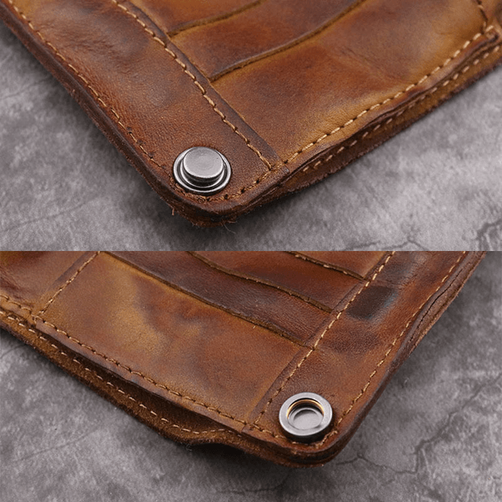 Men Genuine Leather Business Retro Multi-Slot Card Holder Wallet - MRSLM