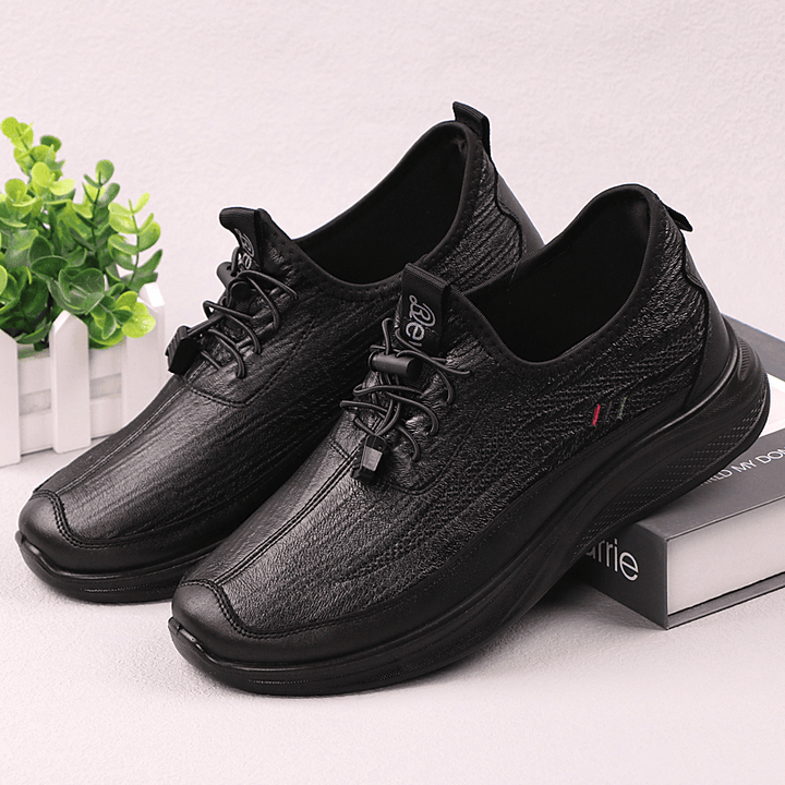 Men Microfiber Leather Breathable Soft Sole Lightweight Elastic Band Casual Sports Shoes - MRSLM
