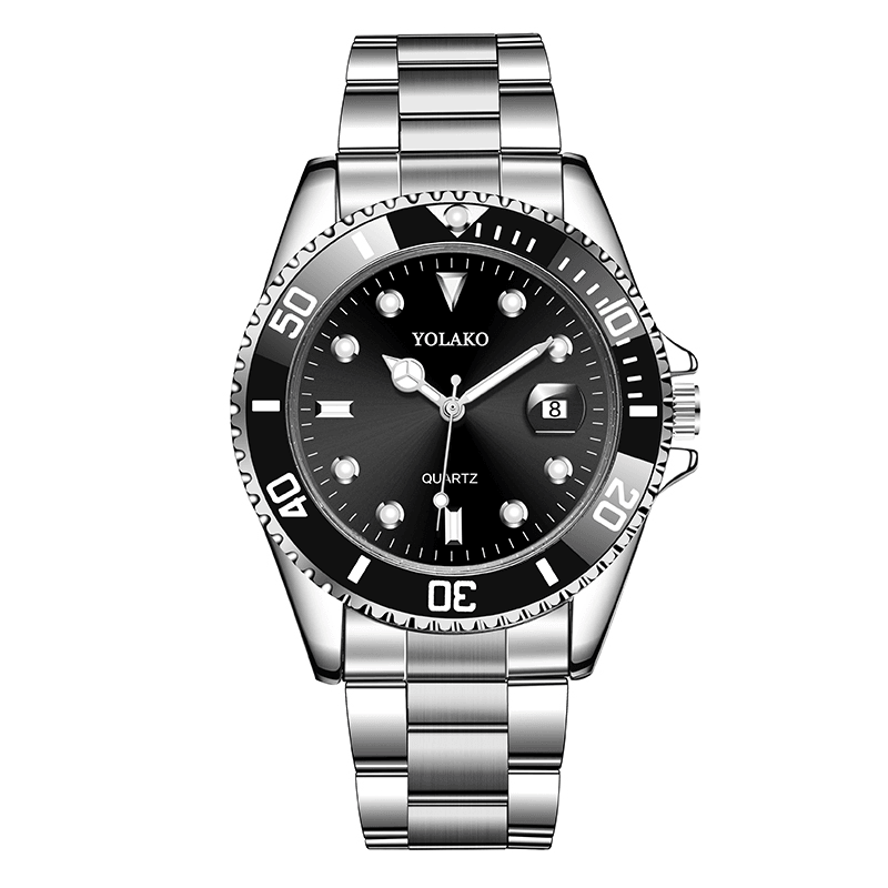 YOLAKO A0454 Classic Fashion Calendar Men Waterproof Stainless Steel Strap Quartz Watch - MRSLM