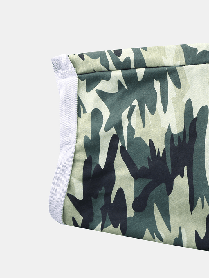 Mens Camouflage Printed Short Sleeve Bodysuit Sleepwear - MRSLM