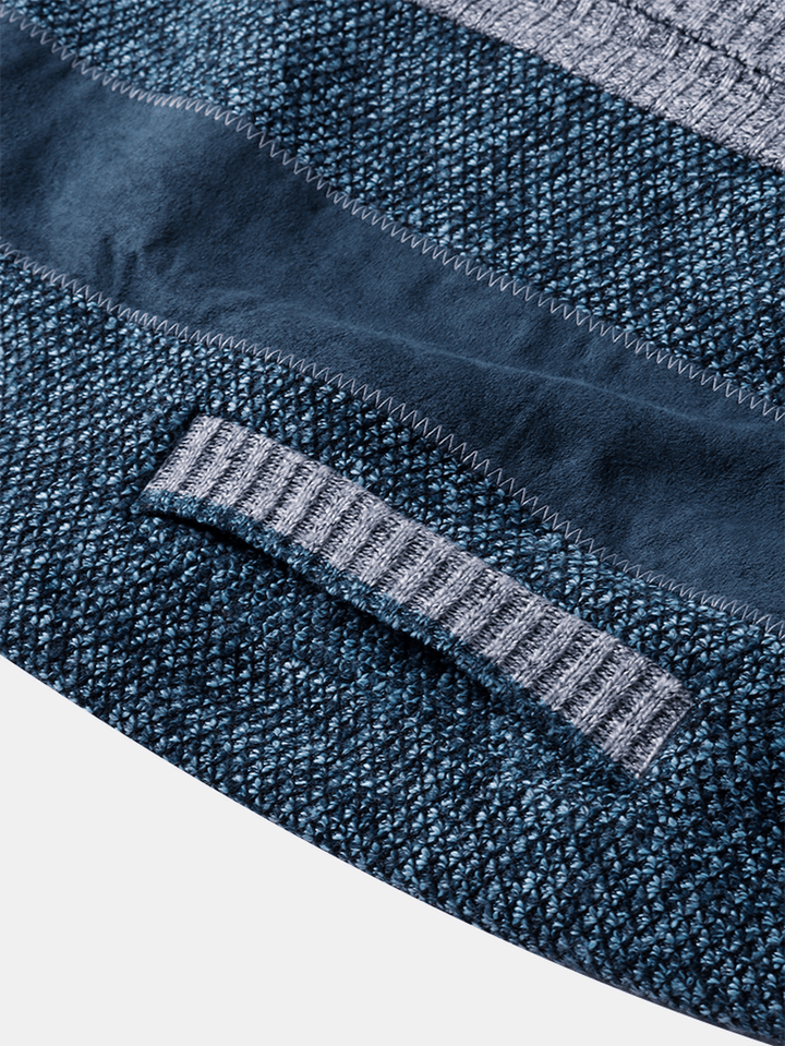 Men Stitching Knit Zipper Stand Collar Casual Cardigans - MRSLM
