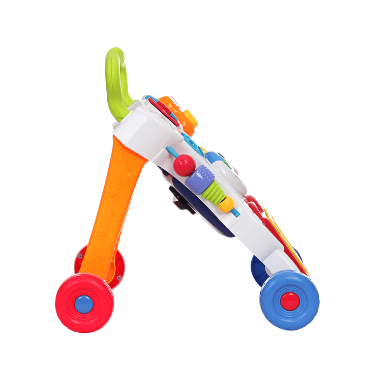 Multifunctional Baby Walker Infant Stand-To-Sit Toddler Four Wheels Learning Walking Toys Piano Drawing Gift for 6-12 Months - MRSLM