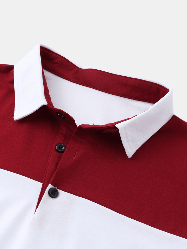 Mens Color Block Short Sleeve Casual Sport Golf Shirts - MRSLM