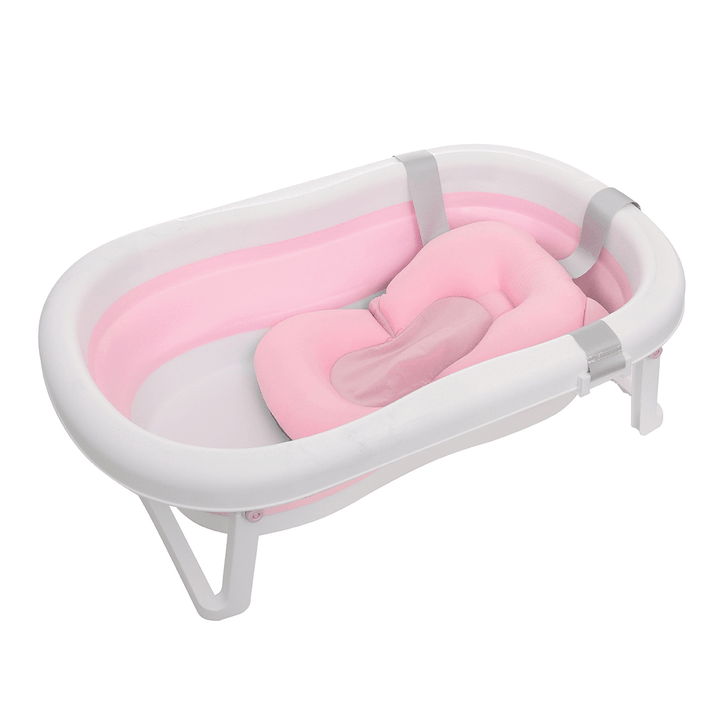 Baby Bath Tub Foldable Shower Newborn Bathtub Safe Kids Bath with Cushion - MRSLM