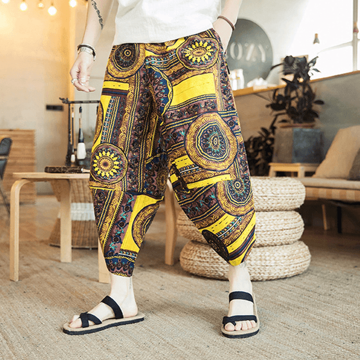 Ethnic Style Printing Baggy Harem Pants - MRSLM