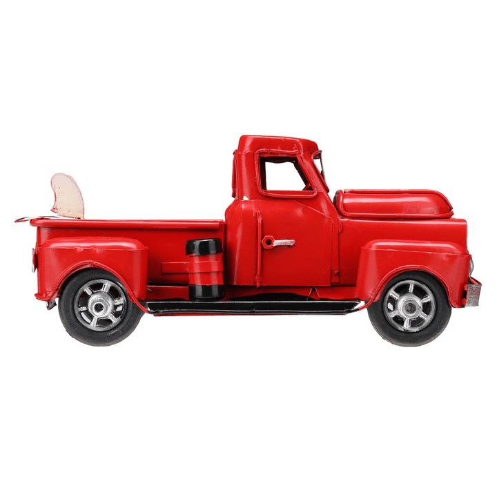 Old Red Metal Truck Vehicle Car Model Kids Christmas Gifts Toys Table Top - MRSLM