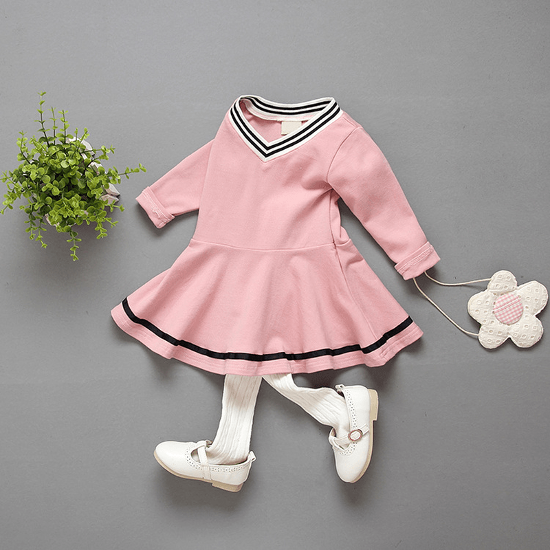 Girls Autumn Outfit, 0-1-2-3 Years Old Female Baby Long Sleeve Dress, Infant Head Skirt, One for E3082 - MRSLM