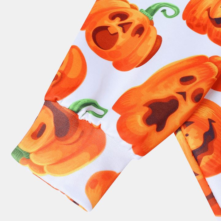 Halloween Pumpkin Monster Print Casual Insert Pocket Hooded Sweatshirt - MRSLM