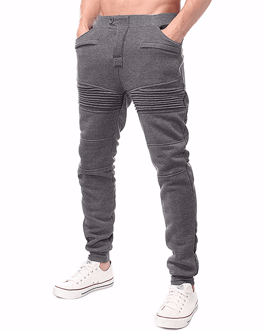 Mens Sports Drawstring Solid Color Trousers - MRSLM