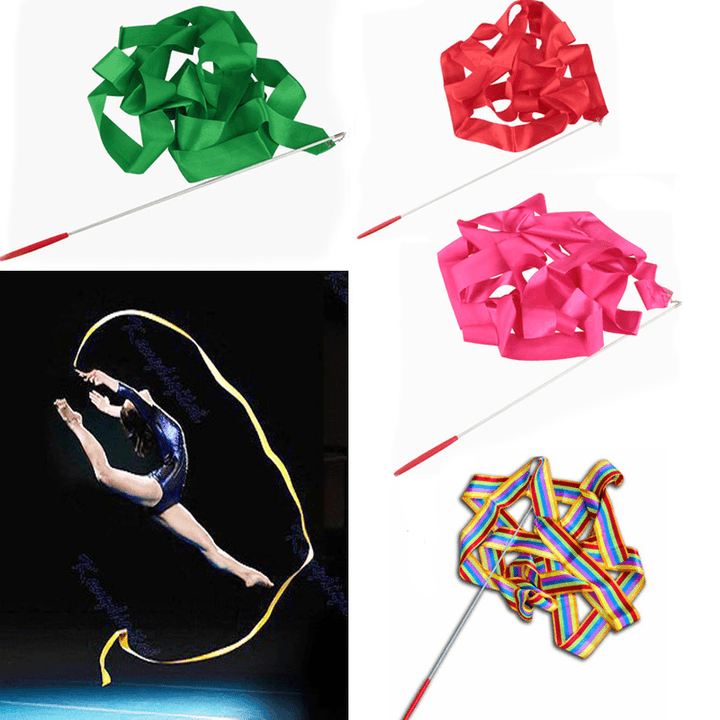 4M Gymnastic Art Streamer Ballet Dance Ribbon with Twirling Rod - MRSLM