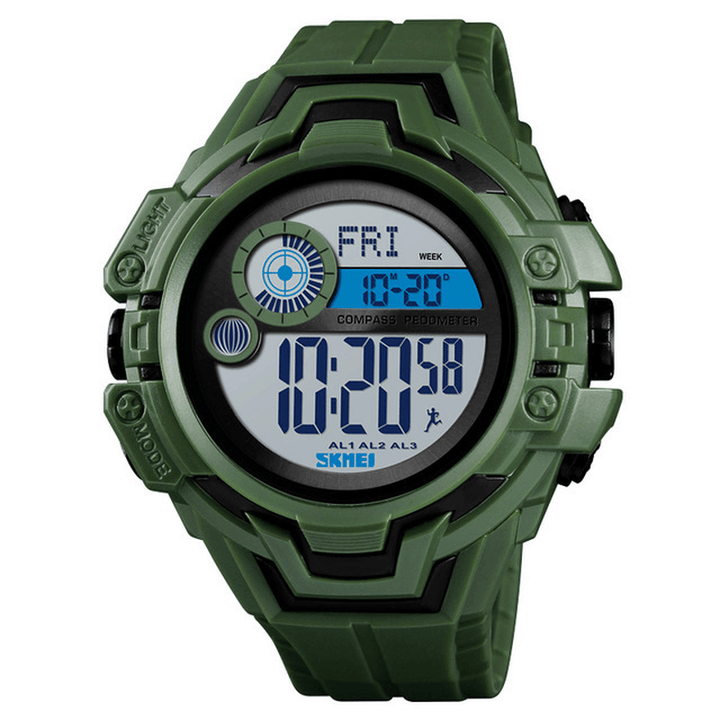 SKMEI 1447 Compass Calorie Pedometer Chrono 5ATM Outdoor Sports Men Digital Watch - MRSLM
