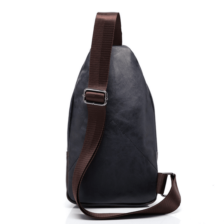 Men PU Crossbody Bag Capacity Leisure Shoulder Chest Bag - MRSLM