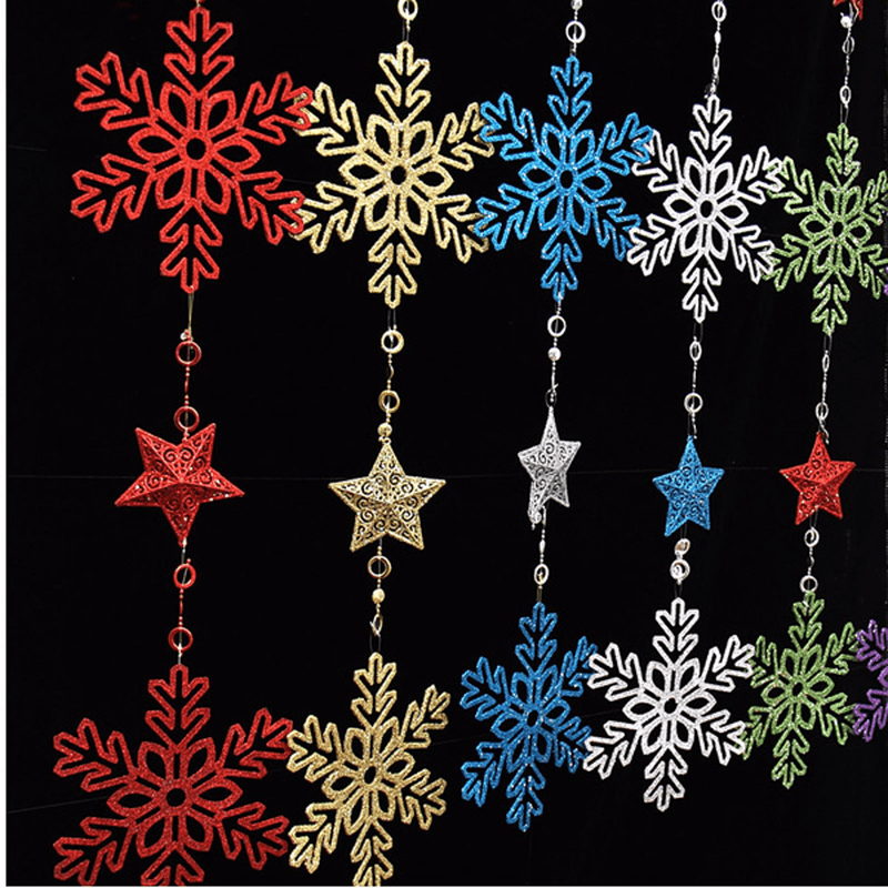 Christmas Star Snowflake Garland Hanging Pendant Tree Party Window Door Decoration - MRSLM