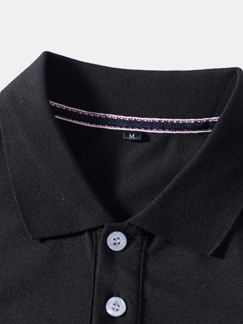 Mens Two Tone Stitching 100% Cotton Long Sleeve Casual Golf Shirts - MRSLM