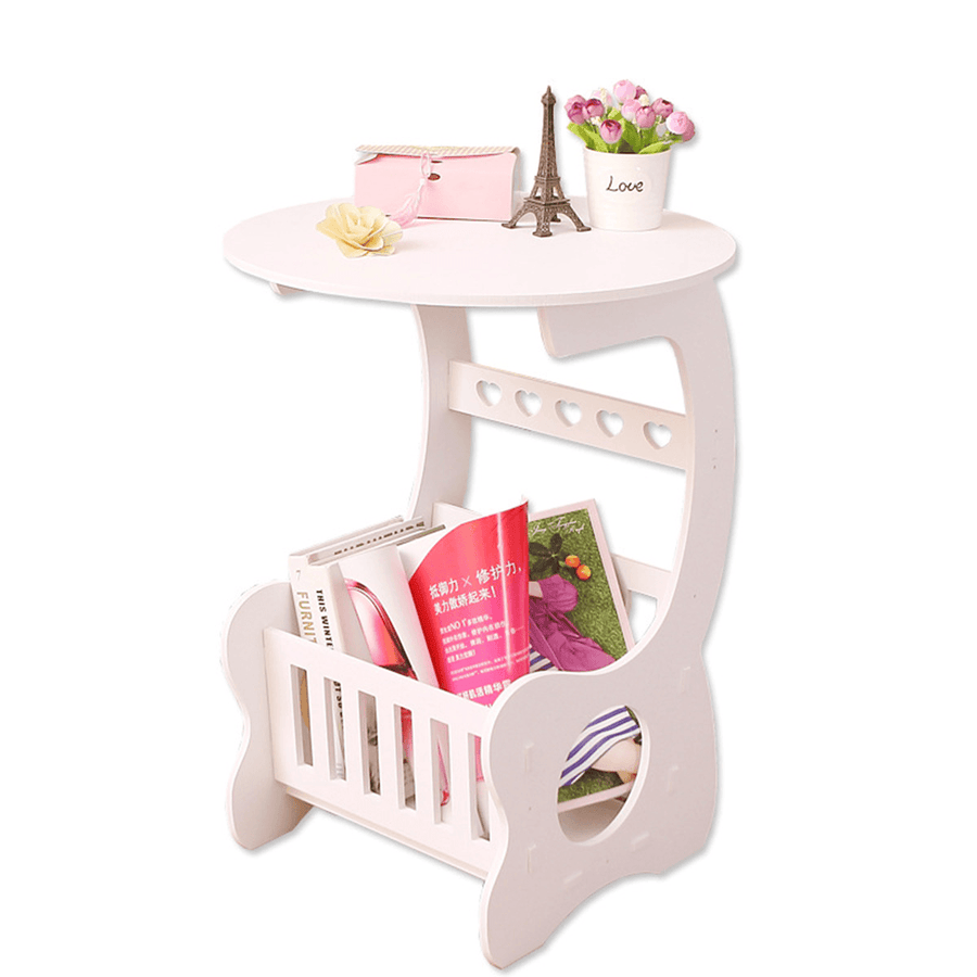 Modern Coffee Table European Creative Mini Magazine Books Storage Shelf Bracket Bookshelf round Tea Table - MRSLM