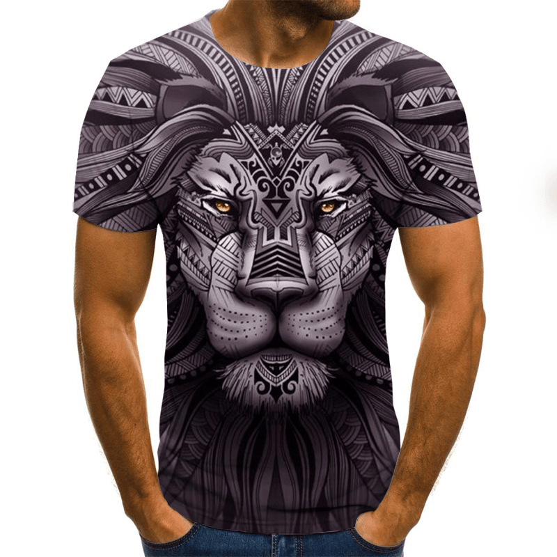 Rift Lion Digital Print Short Sleeve T-Shirt - MRSLM